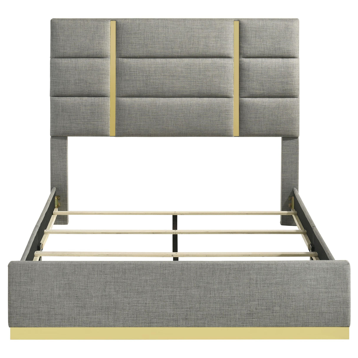  Coaster Furniture Ines 223091GRYQ 56-inch Fabric Upholstered Queen Panel Bed - Grey IMAGE 2