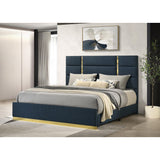  Coaster Furniture Ines 223091NVYKE 56-inch Fabric Upholstered Eastern King Panel Bed - Navy IMAGE 4