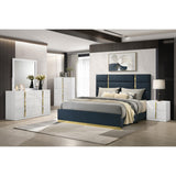  Coaster Furniture Ines 223091NVYQ 56-inch Fabric Upholstered Queen Panel Bed - Navy IMAGE 8