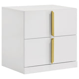  Coaster Furniture Ines 223092 2-drawer Nightstand Bedside Table - White High Gloss IMAGE 1