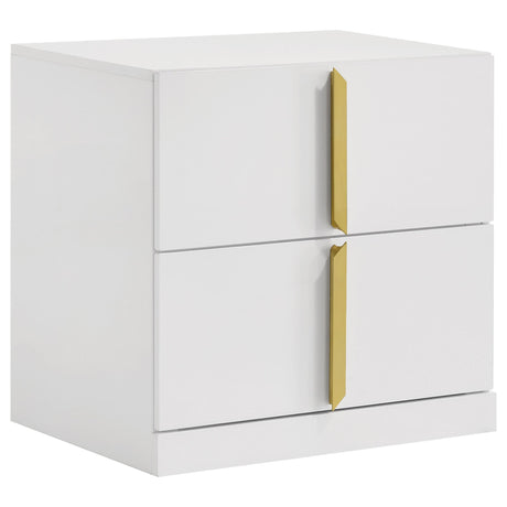  Coaster Furniture Ines 223092 2-drawer Nightstand Bedside Table - White High Gloss IMAGE 1