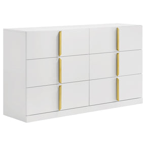  Coaster Furniture Ines 223093 6-drawer Bedroom Dresser Cabinet - White High Gloss IMAGE 1