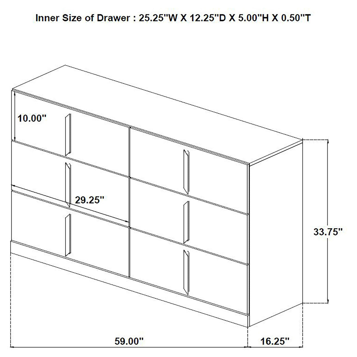  Coaster Furniture Ines 223093 6-drawer Bedroom Dresser Cabinet - White High Gloss IMAGE 10
