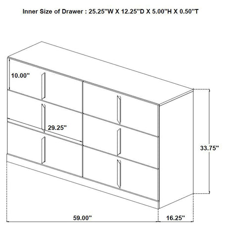  Coaster Furniture Ines 223093 6-drawer Bedroom Dresser Cabinet - White High Gloss IMAGE 10