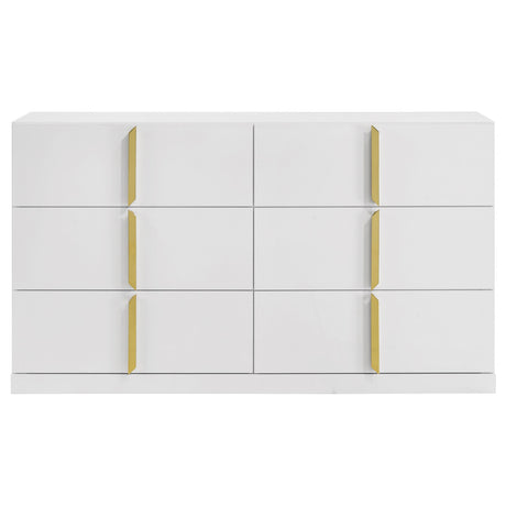  Coaster Furniture Ines 223093 6-drawer Bedroom Dresser Cabinet - White High Gloss IMAGE 5