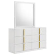  Coaster Furniture Ines 223093M 6-drawer Bedroom Dresser with Mirror - White High Gloss IMAGE 1