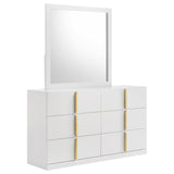  Coaster Furniture Ines 223093M 6-drawer Bedroom Dresser with Mirror - White High Gloss IMAGE 1