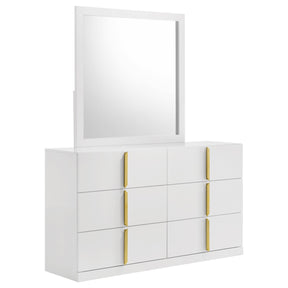  Coaster Furniture Ines 223093M 6-drawer Bedroom Dresser with Mirror - White High Gloss IMAGE 1