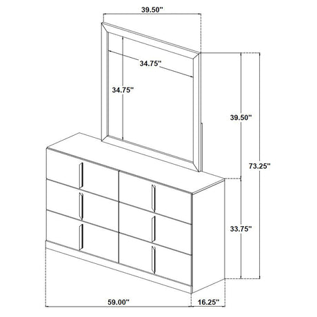  Coaster Furniture Ines 223093M 6-drawer Bedroom Dresser with Mirror - White High Gloss IMAGE 5
