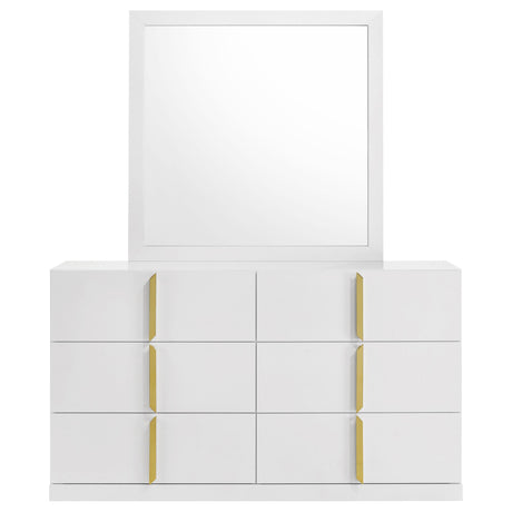  Coaster Furniture Ines 223093M 6-drawer Bedroom Dresser with Mirror - White High Gloss IMAGE 7