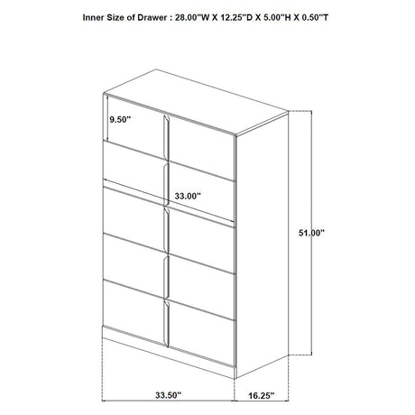  Coaster Furniture Ines 223095 5-drawer Bedroom Chest - White High Gloss IMAGE 10