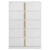  Coaster Furniture Ines 223095 5-drawer Bedroom Chest - White High Gloss IMAGE 5