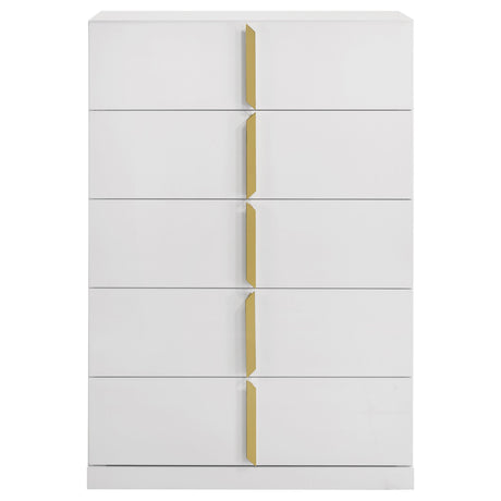  Coaster Furniture Ines 223095 5-drawer Bedroom Chest - White High Gloss IMAGE 5