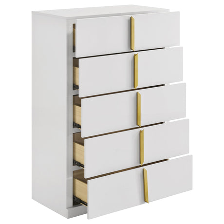  Coaster Furniture Ines 223095 5-drawer Bedroom Chest - White High Gloss IMAGE 6