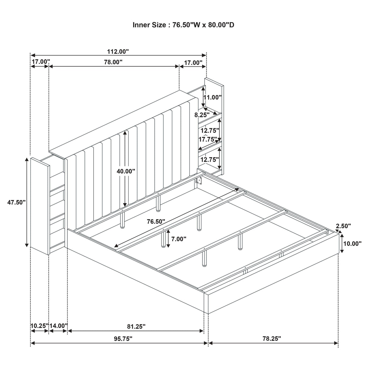  Coaster Furniture Arielle 223111KE Eastern King Bookcase Panel Storage Bed - Light Oak IMAGE 15