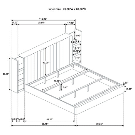  Coaster Furniture Arielle 223111KE Eastern King Bookcase Panel Storage Bed - Light Oak IMAGE 15