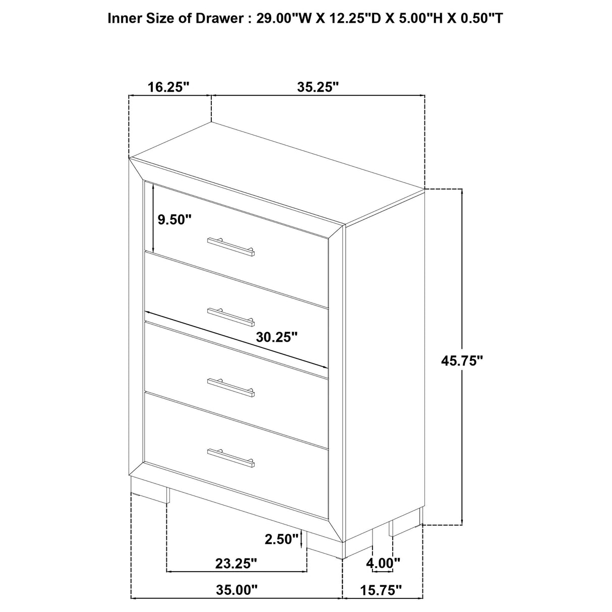  Coaster Furniture Arielle 223115 4-drawer Bedroom Chest - Light Oak IMAGE 9