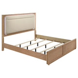  Coaster Furniture Leanne 223131KE Eastern King LED Panel Bed - Off White/Light Oak IMAGE 1