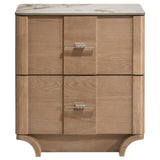  Coaster Furniture Leanne 223132 2-drawer Sinter Stone Top Nightstand - Light Oak IMAGE 7