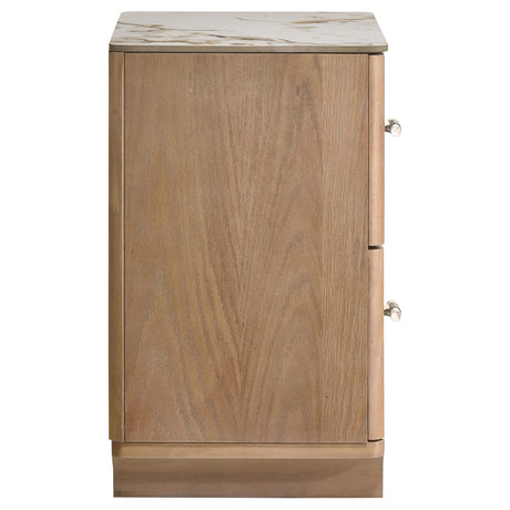  Coaster Furniture Leanne 223132 2-drawer Sinter Stone Top Nightstand - Light Oak IMAGE 9