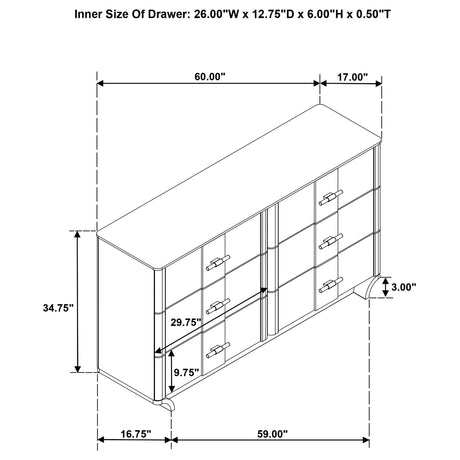  Coaster Furniture Leanne 223133 6-drawer Sinter Stone Top Dresser Cabinet - Light Oak IMAGE 15