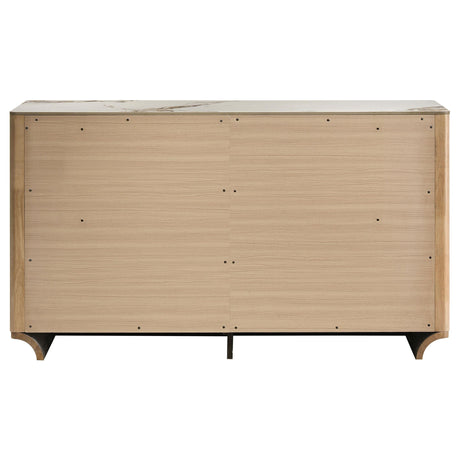  Coaster Furniture Leanne 223133 6-drawer Sinter Stone Top Dresser Cabinet - Light Oak IMAGE 5
