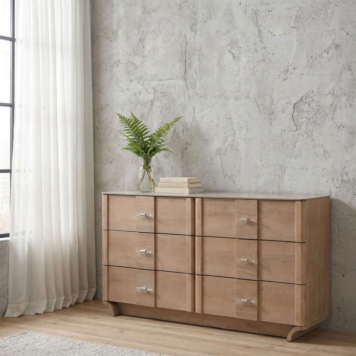  Coaster Furniture Leanne 223133 6-drawer Sinter Stone Top Dresser Cabinet - Light Oak IMAGE 6