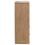  Coaster Furniture Leanne 223135 5-drawer Sinter Stone Top Chest - Light Oak IMAGE 10