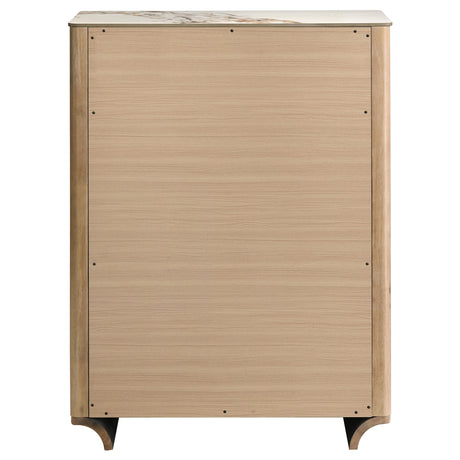  Coaster Furniture Leanne 223135 5-drawer Sinter Stone Top Chest - Light Oak IMAGE 4