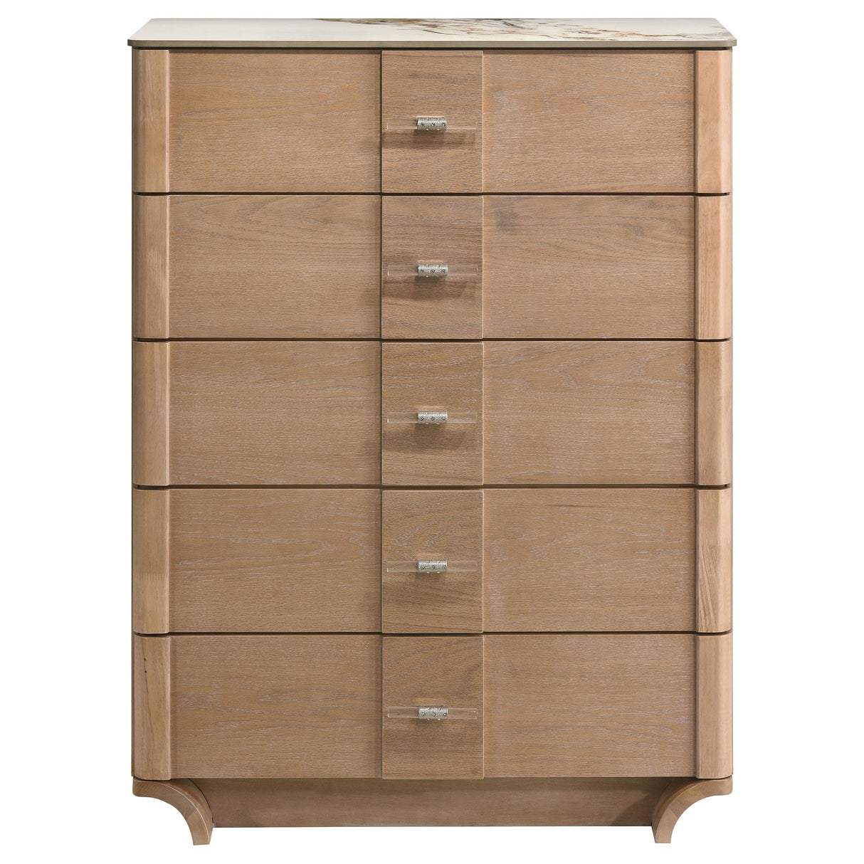  Coaster Furniture Leanne 223135 5-drawer Sinter Stone Top Chest - Light Oak IMAGE 8