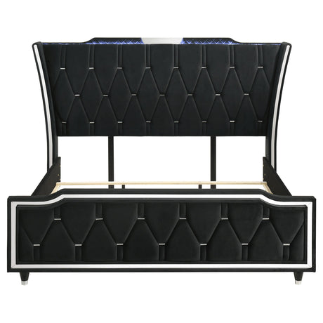  Coaster Furniture Lorient 223161KE Eastern King LED Upholstered Bed - Black IMAGE 3