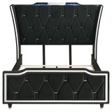  Coaster Furniture Lorient 223161Q Queen LED Upholstered Wingback Bed - Black IMAGE 3