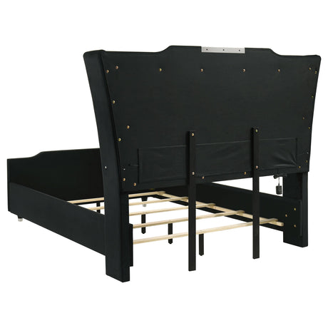  Coaster Furniture Lorient 223161Q Queen LED Upholstered Wingback Bed - Black IMAGE 4