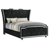  Coaster Furniture Lorient 223161Q Queen LED Upholstered Wingback Bed - Black IMAGE 9