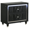  Coaster Furniture Lorient 223162 2-drawer LED Nightstand with USB - Black IMAGE 1