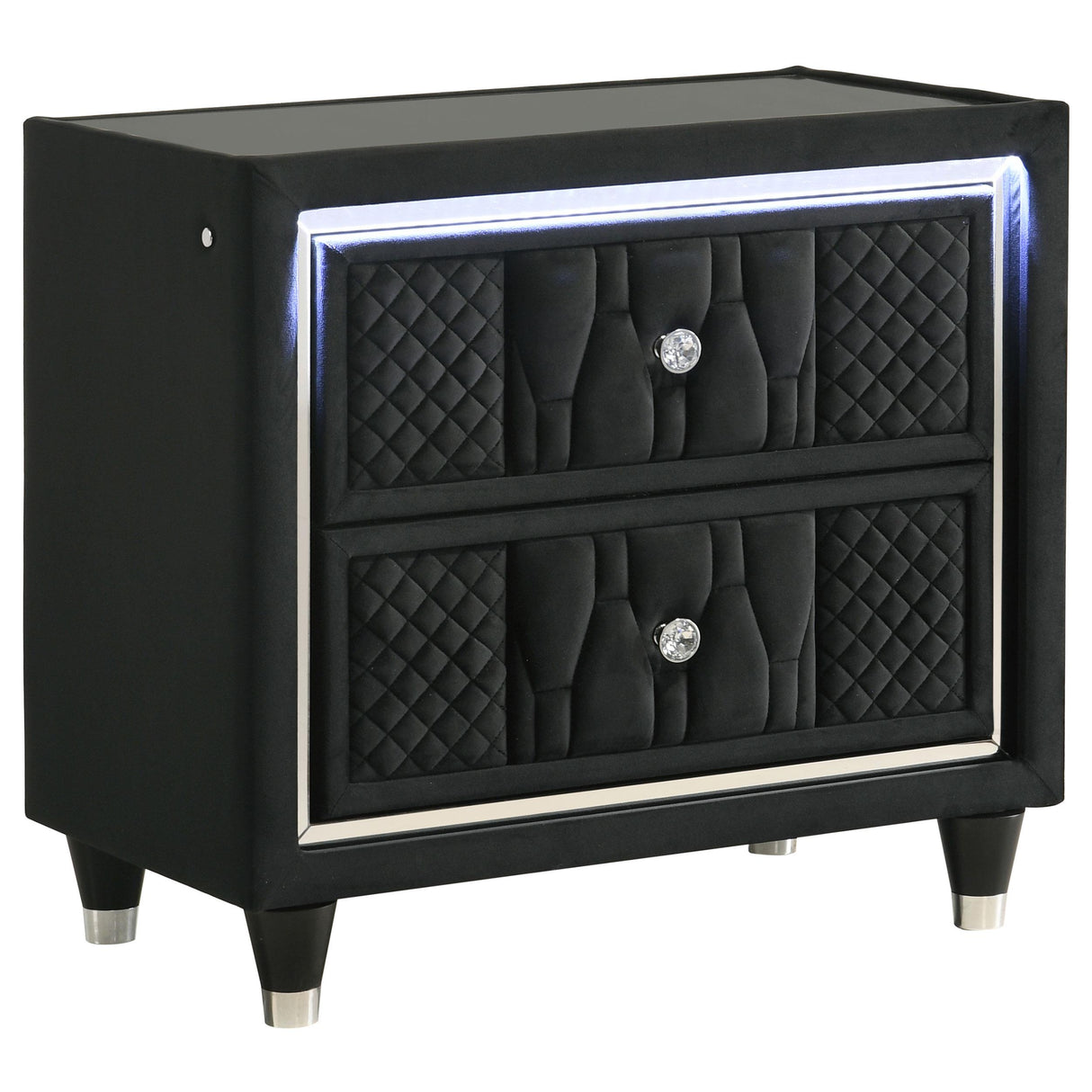  Coaster Furniture Lorient 223162 2-drawer LED Nightstand with USB - Black IMAGE 1