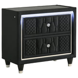  Coaster Furniture Lorient 223162 2-drawer LED Nightstand with USB - Black IMAGE 1