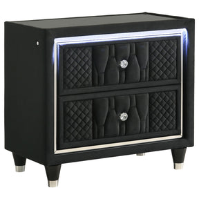  Coaster Furniture Lorient 223162 2-drawer LED Nightstand with USB - Black IMAGE 1