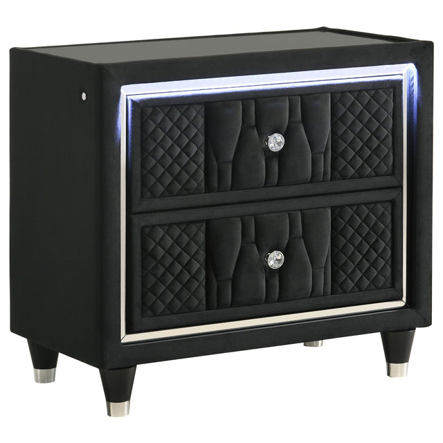  Coaster Furniture Lorient 223162 2-drawer LED Nightstand with USB - Black IMAGE 1