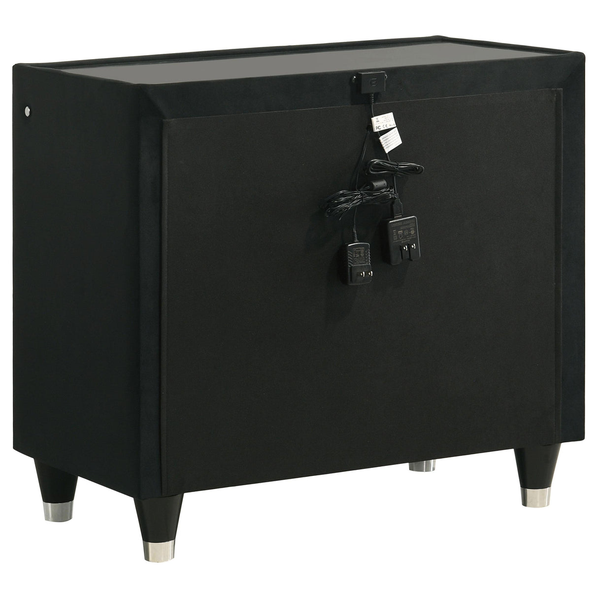  Coaster Furniture Lorient 223162 2-drawer LED Nightstand with USB - Black IMAGE 2