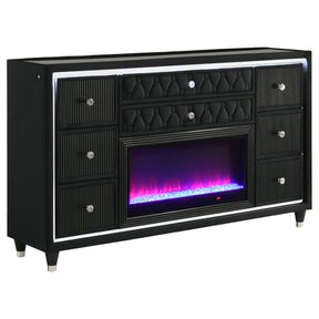  Coaster Furniture Lorient 223163FB 8-drawer LED Bedroom Flame Box Dresser - Black IMAGE 1