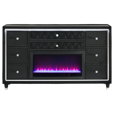  Coaster Furniture Lorient 223163FB 8-drawer LED Bedroom Flame Box Dresser - Black IMAGE 9