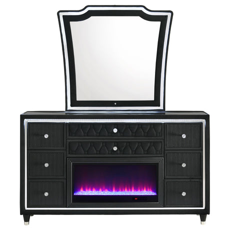  Coaster Furniture Lorient 223163FBM 8-drawer LED Flame Box Dresser and Mirror - Black IMAGE 8