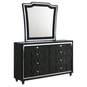  Coaster Furniture Lorient 223163M 8-drawer LED Dresser with Mirror - Black IMAGE 1