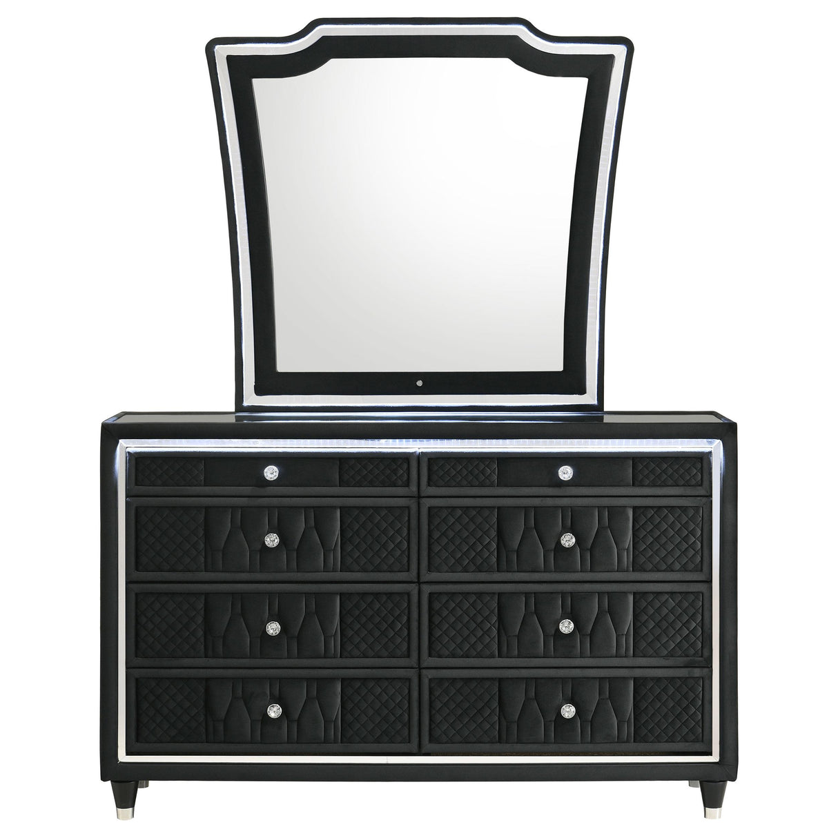  Coaster Furniture Lorient 223163M 8-drawer LED Dresser with Mirror - Black IMAGE 7