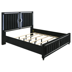  Coaster Furniture Ravenne 223191KE Velvet Upholstered Eastern King LED Panel Bed - Black IMAGE 1