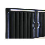 Coaster Furniture Ravenne 223191KE Velvet Upholstered Eastern King LED Panel Bed - Black IMAGE 2