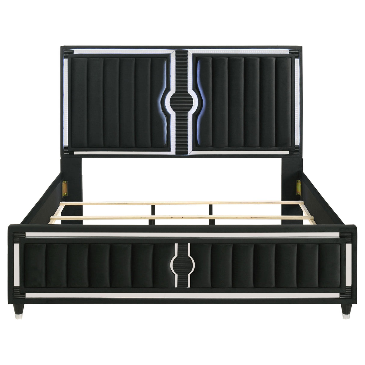  Coaster Furniture Ravenne 223191KE Velvet Upholstered Eastern King LED Panel Bed - Black IMAGE 3