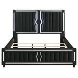  Coaster Furniture Ravenne 223191KE Velvet Upholstered Eastern King LED Panel Bed - Black IMAGE 3