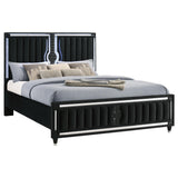  Coaster Furniture Ravenne 223191KE Velvet Upholstered Eastern King LED Panel Bed - Black IMAGE 7